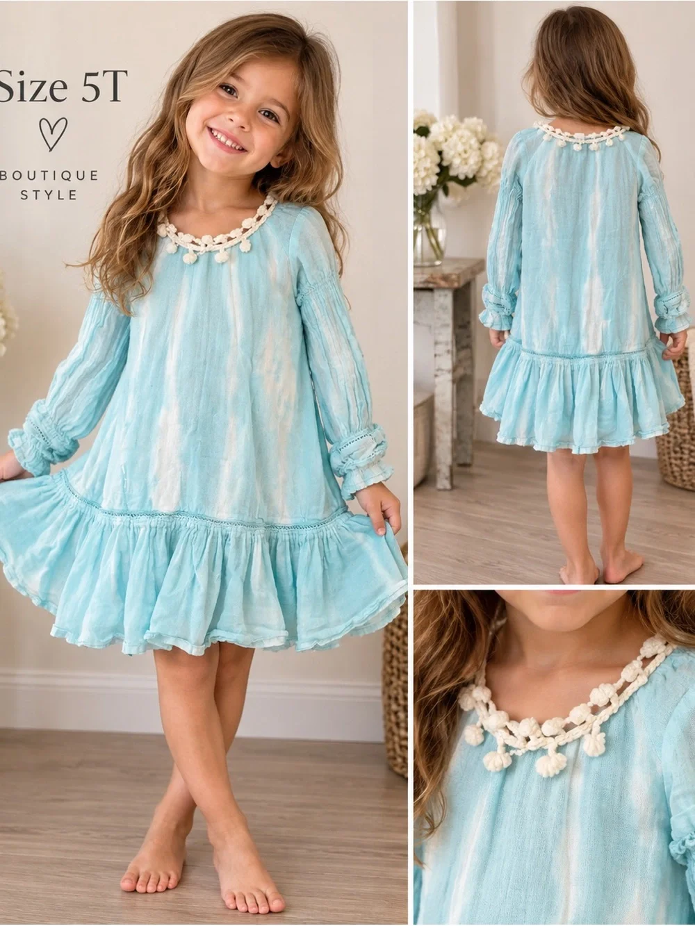 Kids Light Blue Ruffle Tunic Dress - Brand